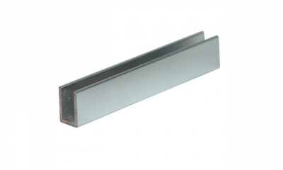 Алюминиевый П-образный опорный профиль для стекла 8 мм, L=3000 мм, хром матовый