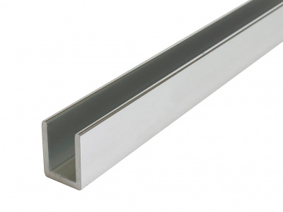 П-образный профиль алюминиевый, для стекла 10 мм, L=2490 мм, хром матовый